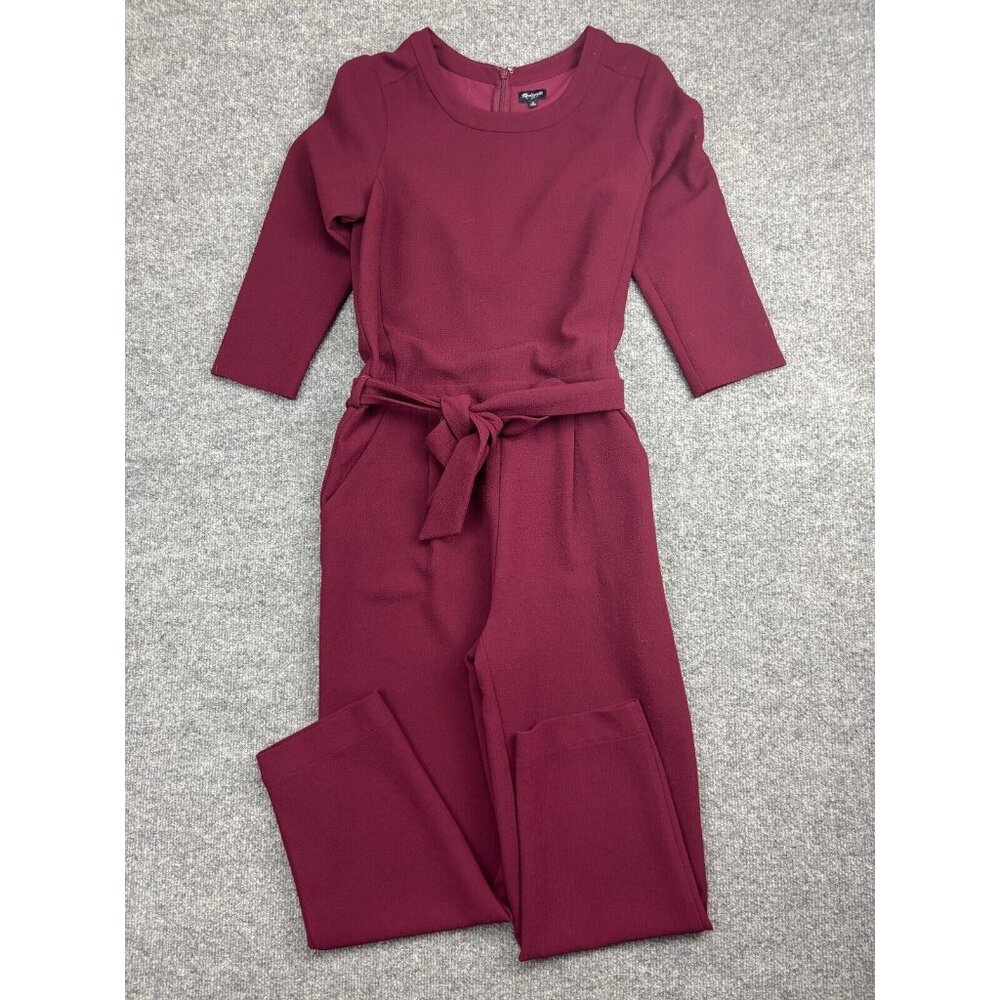 Madewell Sloan Jumpsuit Women's 0 Cabernet Red Wine Crepe Pants Pockets